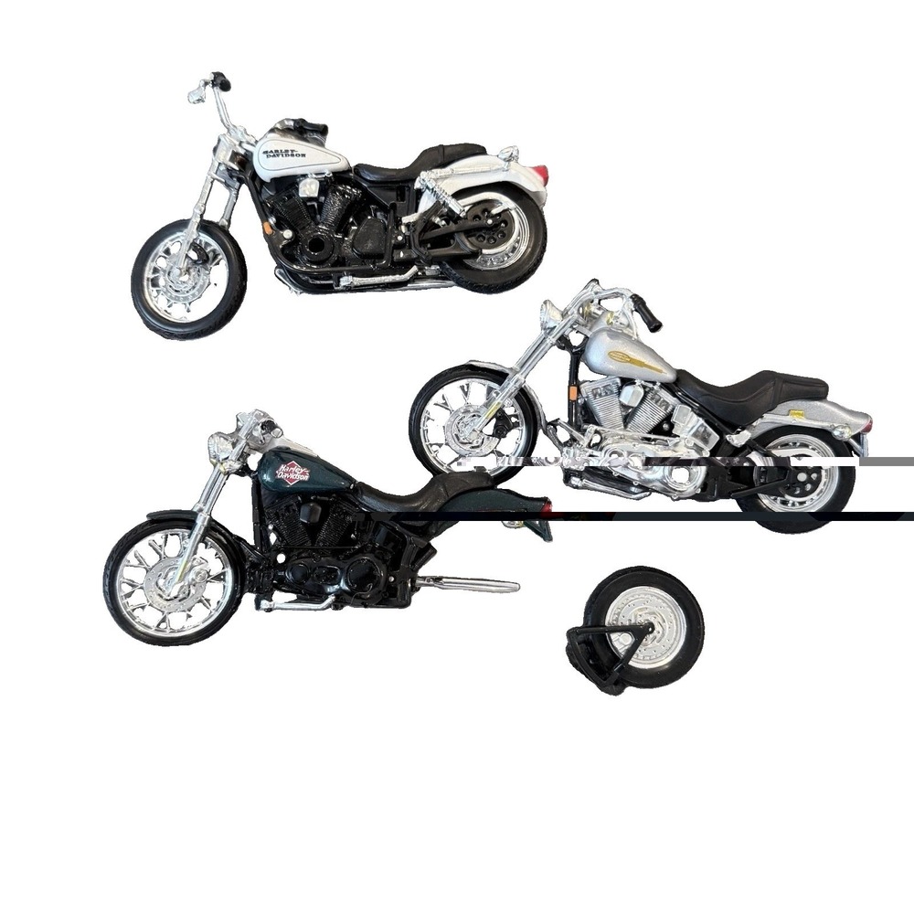 Maisto Harley Davidson 1/18 Diecast Motorcycle Lot 3 Softail Night Train Fat Boy